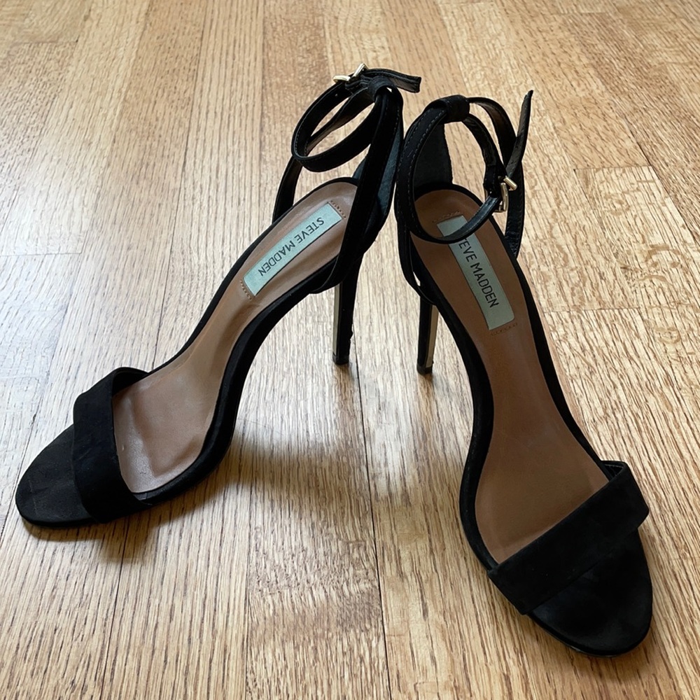 Steve Madden Black Needle Heels Suede 4”